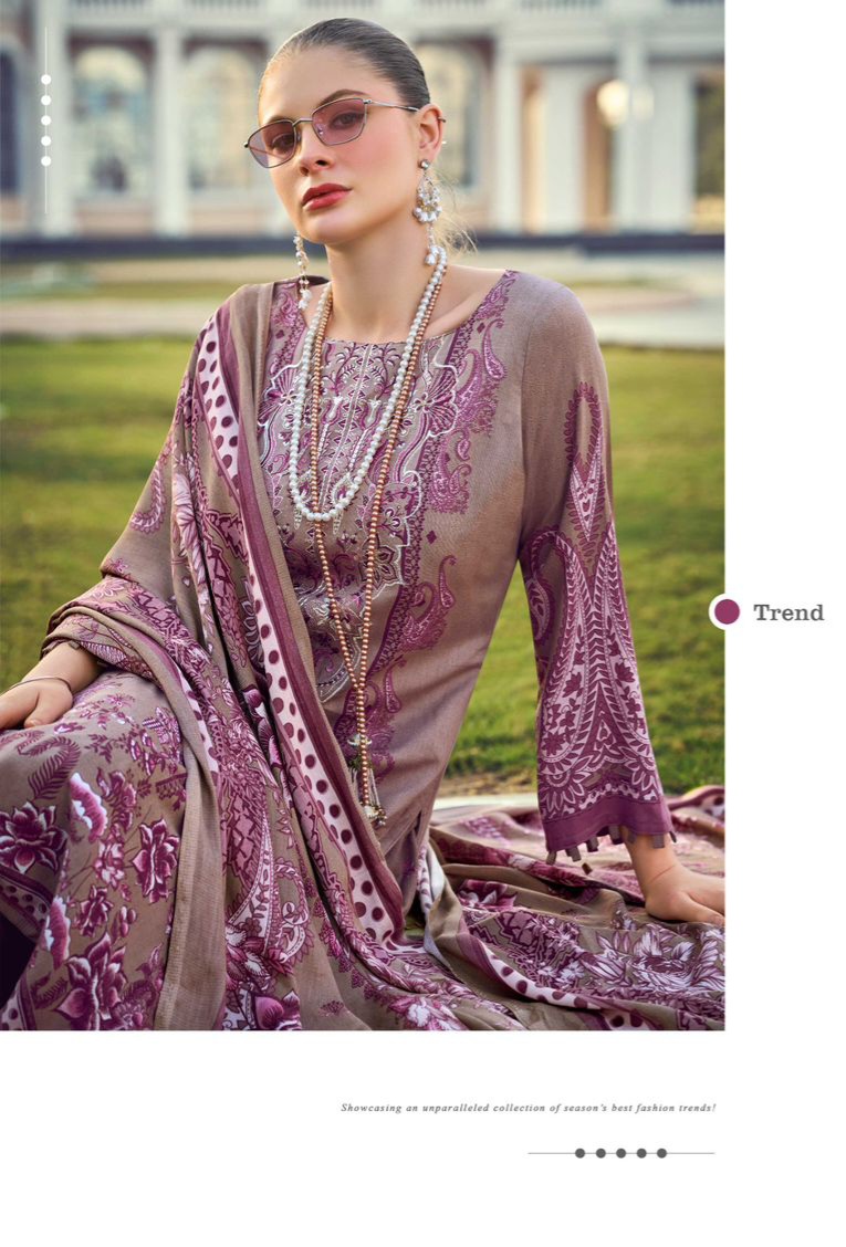 Vintage Mauve Printed Kurta Set with Dupatta - Image 2