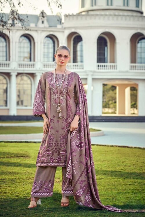 Vintage Mauve Printed Kurta Set with Dupatta