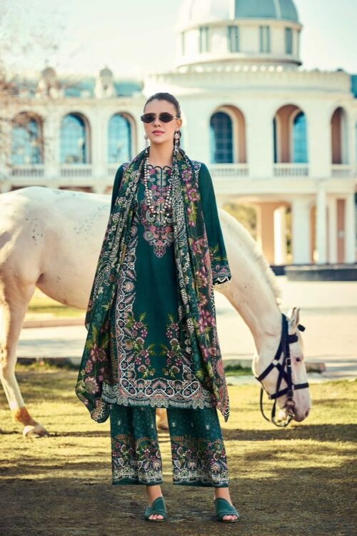 Royal Emerald Printed Kurta Palazzo Set with Dupatta