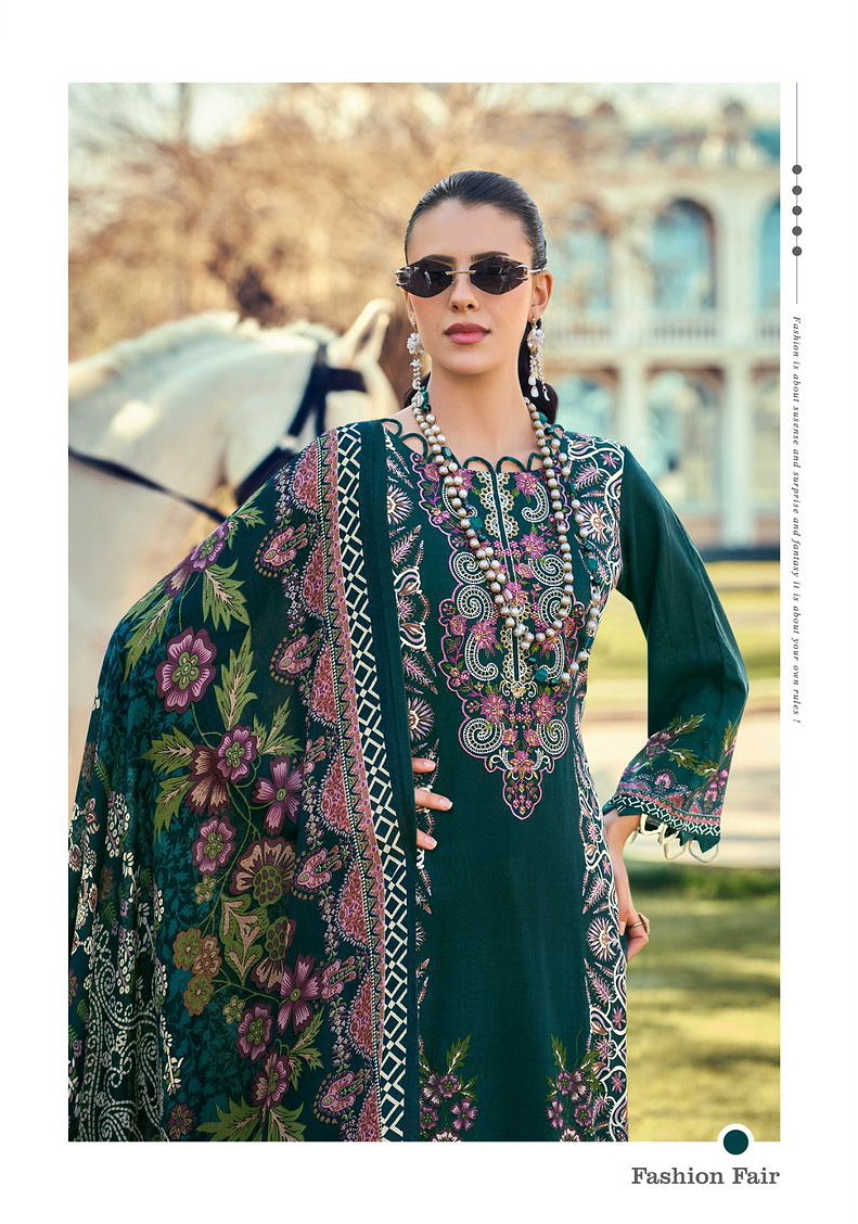Royal Emerald Printed Kurta Palazzo Set with Dupatta - Image 2